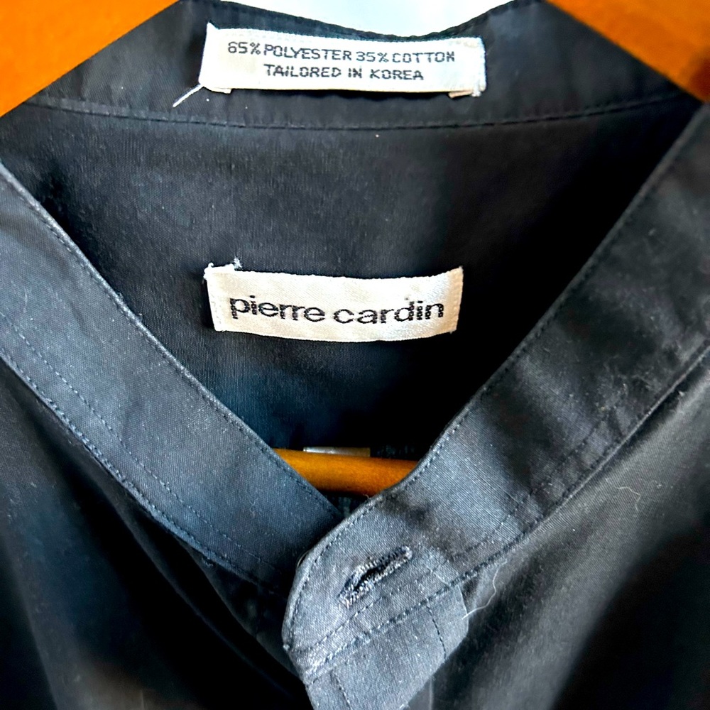 Pierre Cardin, short sleeved, 17.5 black button down shirt